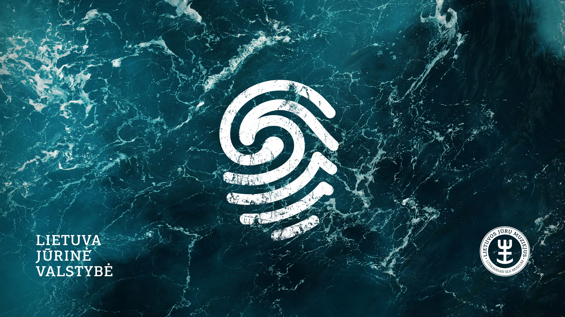 Maritime Lithuania campaign identity featuring a fingerprint-wave symbol over the sea