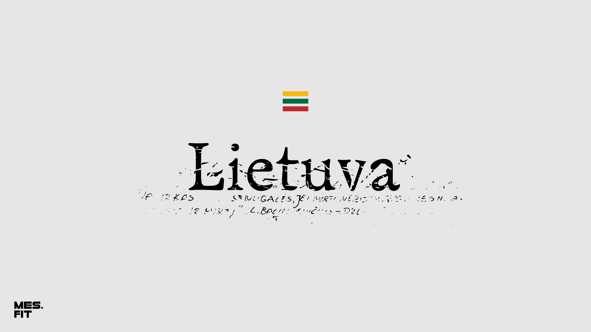MES.FIT athletic clothing with Lithuanian historical typography