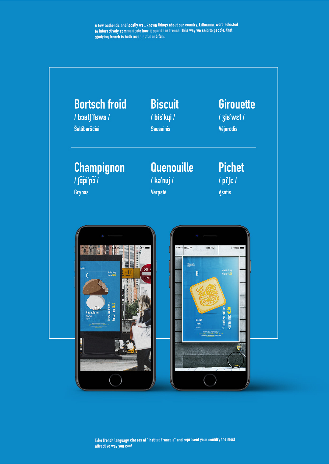 “Think Lithuanian – Speak French” campaign poster for Institut Français de Lituanie