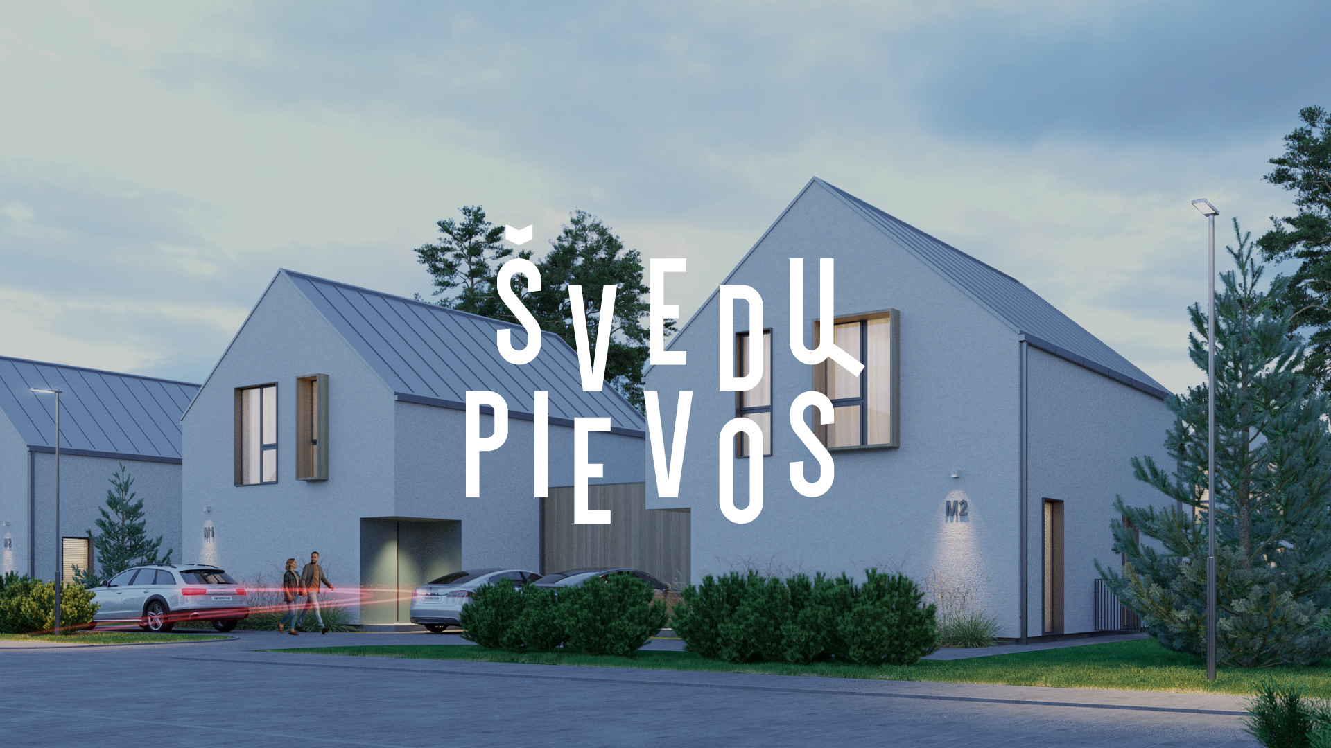 Švedų pievos residential architecture with graphic identity elements