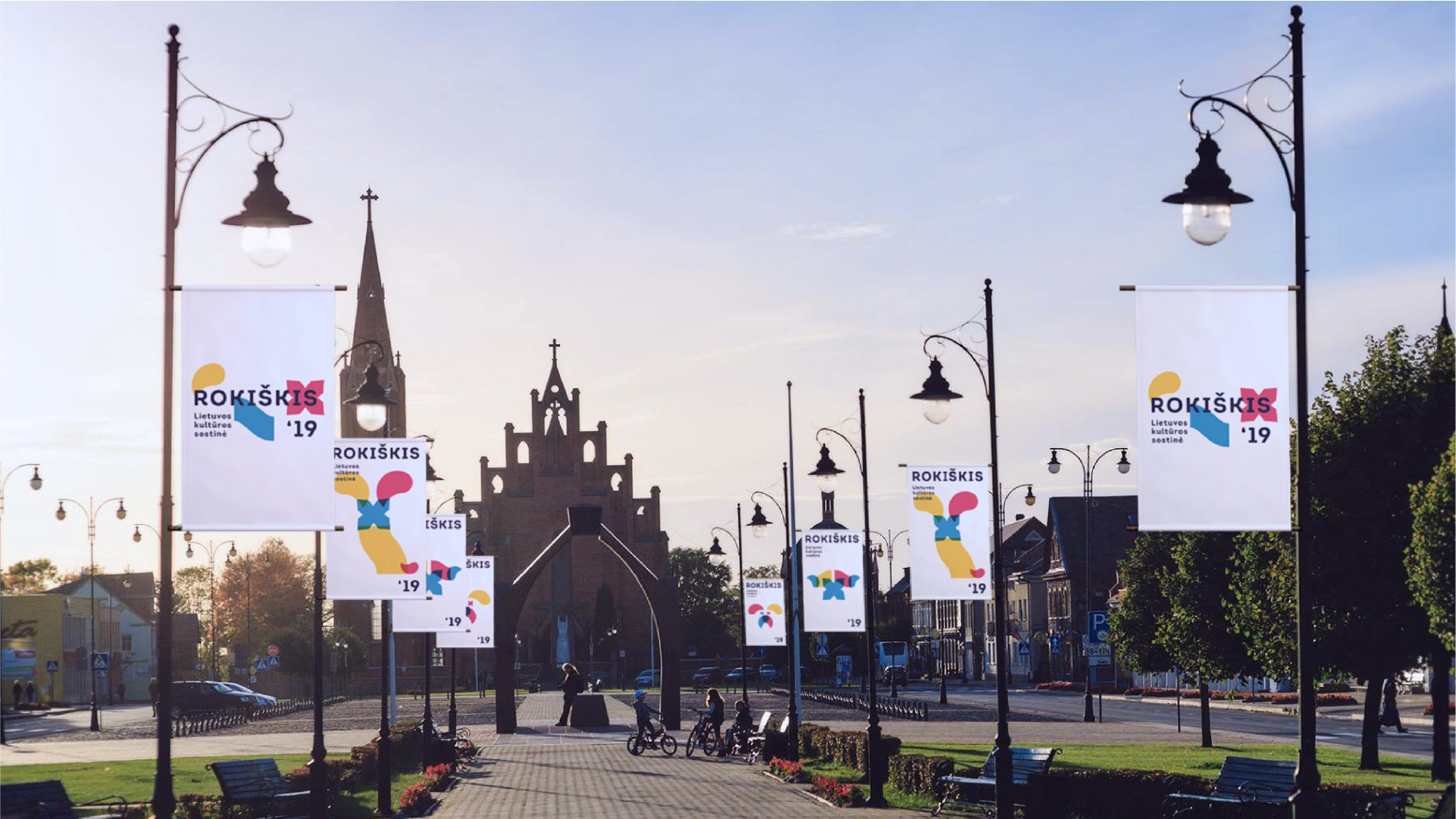 Rokiškis Cultural Capital 2019 street banners and outdoor branding
