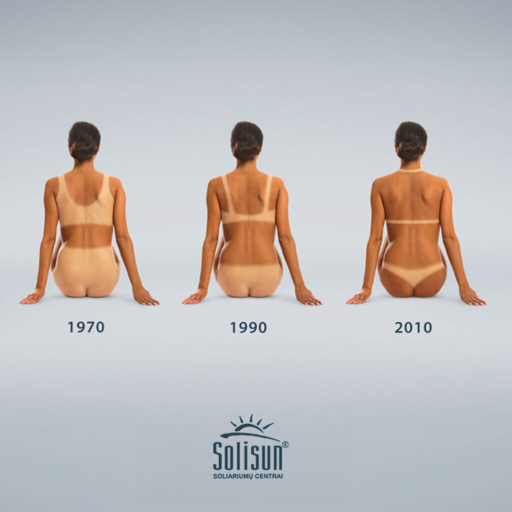Minimalist Solisun campaign design based on changing swimwear styles