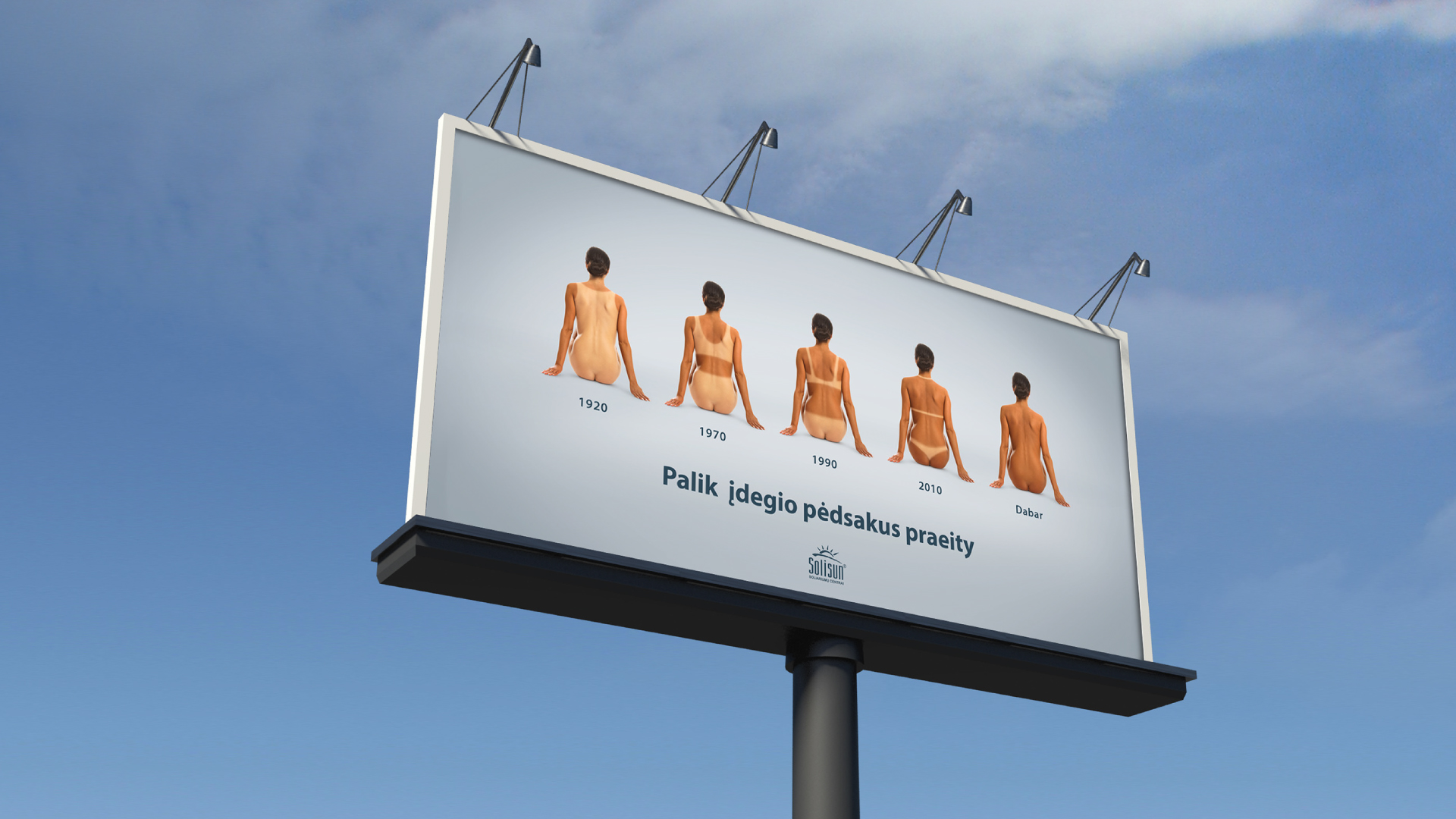 Solisun OOH campaign featuring historical swimsuit silhouettes